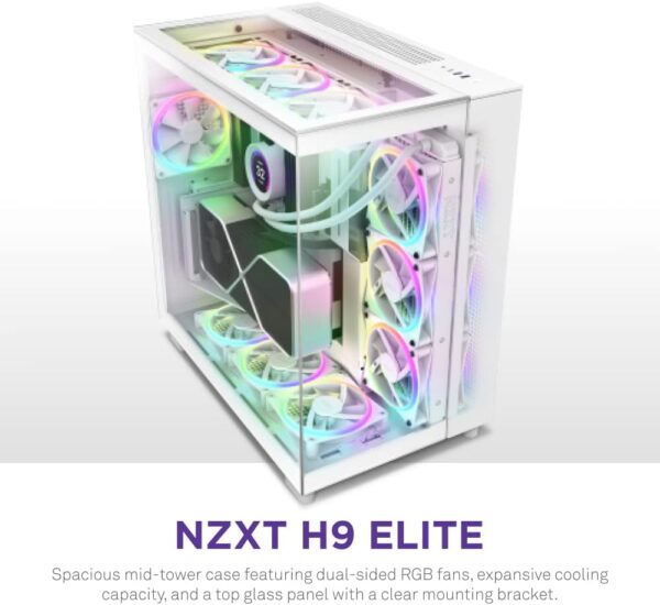 NZXT H9 Elite Dual-Chamber ATX Mid-Tower PC Gaming Case – White