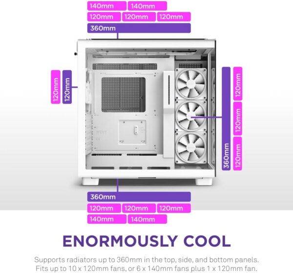 NZXT H9 Elite Dual-Chamber ATX Mid-Tower PC Gaming Case – White